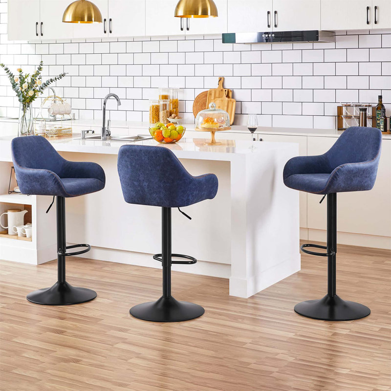 Bigvai Adjustable Height Counter Stool with Metal Frame, Blue