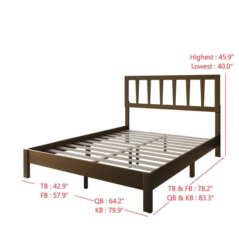 Morsly Solid Wood Platform Bed, Twin, Brown
