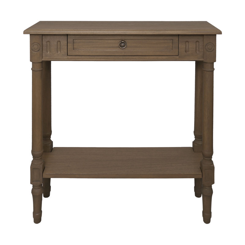 31.5" Narrow Wood Console Table With Drawer, Brown