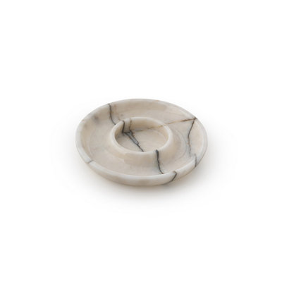 Plateau en marbre Sicila Lila, 8,7 po de diamètre x 1,2 po de hauteur | 100% marbre blanc authentique | Plateau de service élégant pour le divertissement et la décoration intérieure | Parfait pour le fromage, les fruits et les desserts, design durabl