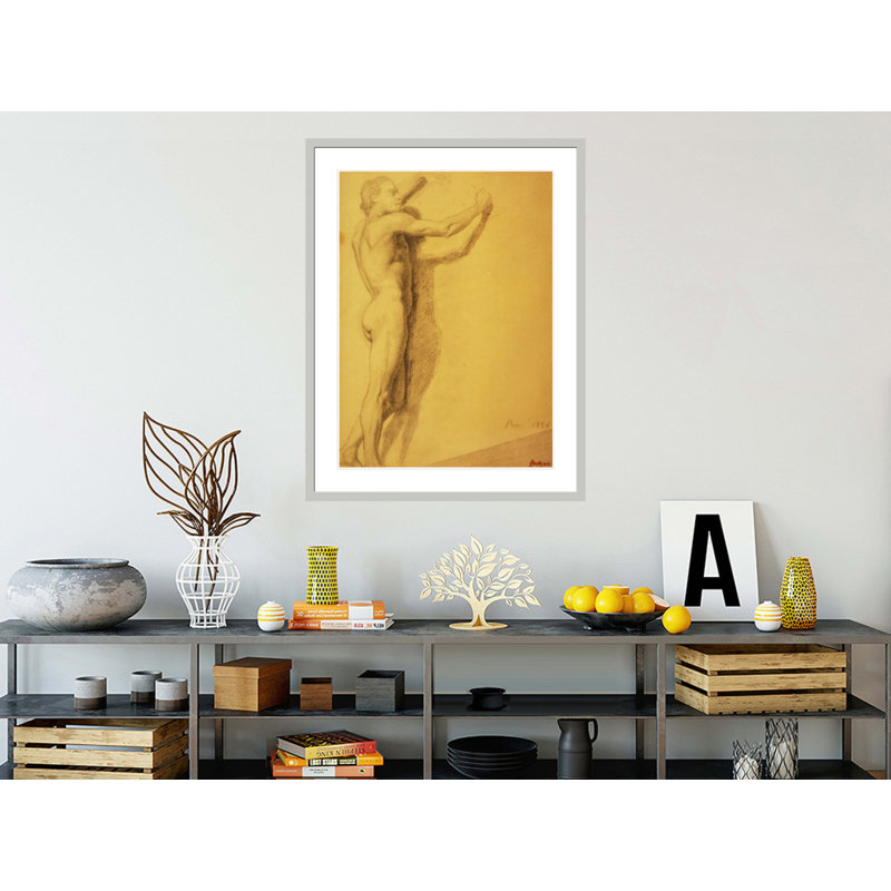 Étude d'un nu masculin par Edgar Degas - reproduction giclée encadrée, H 41,5 po x l 32,03 po