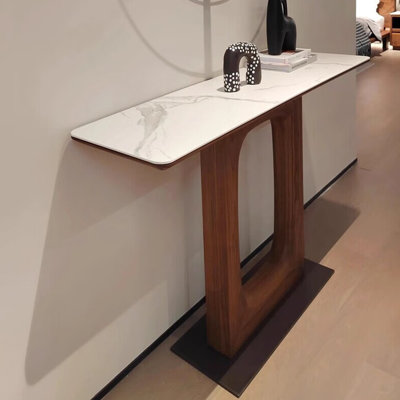 Modern simple sintered stone porch table.