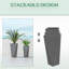 Ensemble de 3 grands shaea empilables avec drainage Outsunny, MgO durable pour une utilisation intérieure et extérieure, gris