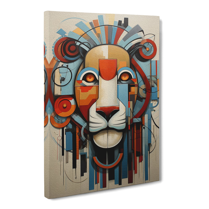 Lion Constructivism Art No.4 - Wrapped Canvas, 50cm H x 35cm W x 3cm D