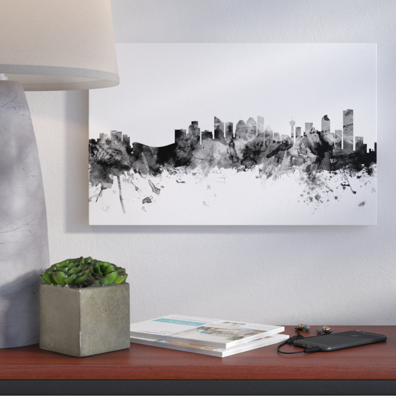 « calgary canada horizon », impression sur toile tendue encadrée, H 12 po x l 19 po x P 2 po