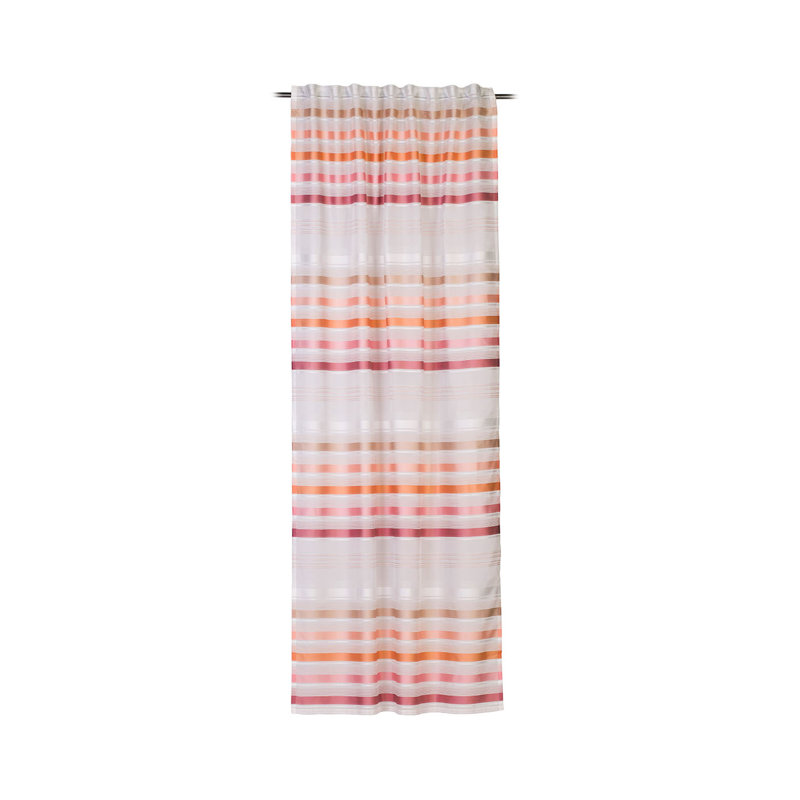 Prange Semi Sheer Curtain Single Panel, Orange/White