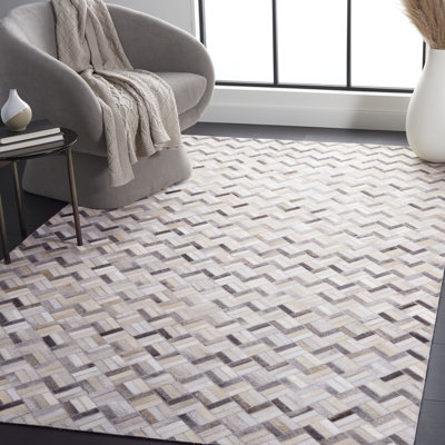 Tapis à chevrons en cuir Studio