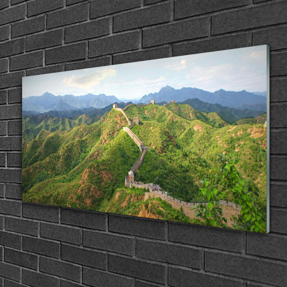 Glasbild Landschaft Große Mauer Berge