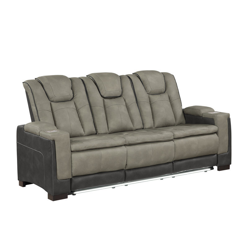 Imperial Power Reclining Sofa with Adjustable Headrests, USB Ports, Armrest Pocket Wireless Charging, and LED Lighting, Gray