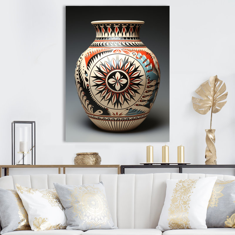 «Native Pueblo Pottery I», reproduction sur toile, Toile tendue, H 44 po x l 34 po x P 1,5 po