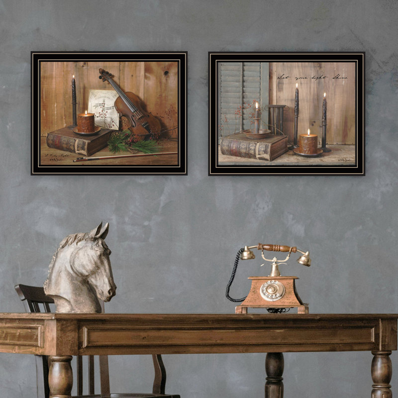 «Trendy Decor 4U», 2 pièces, vignette aux chandelles, nuit sacrée, art mural noir encadré pour le salon, impression murale pour chambre à coucher pour la décoration intérieure par Billy Jacobs