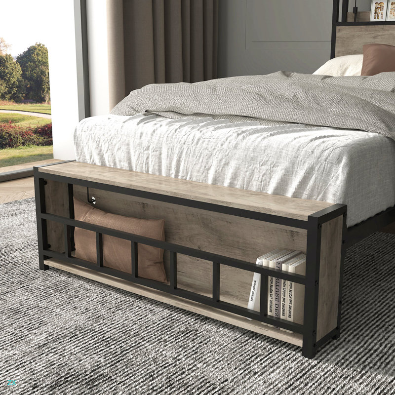 Cadres de lit simple, tête de lit et station de charge et lumière DEL pour la chambre à coucher, solide et stable, sans bruit, aucun sommier requis, assemblage facile