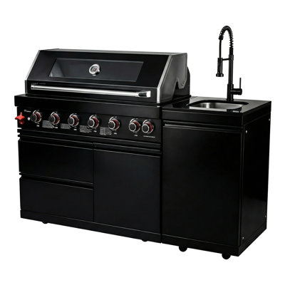 85000 82 - Inch Gas Grill With 6 Burners, , Granite Countertops, Double Lined Hood, And Easy Clean Stainless Steel Components For Hygiene Outdoor Kitchen Barbecue , Construction, Rated Refrigerator