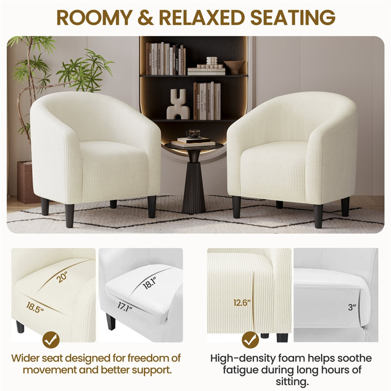 Fauteuil club rembourré en tissu, Beige