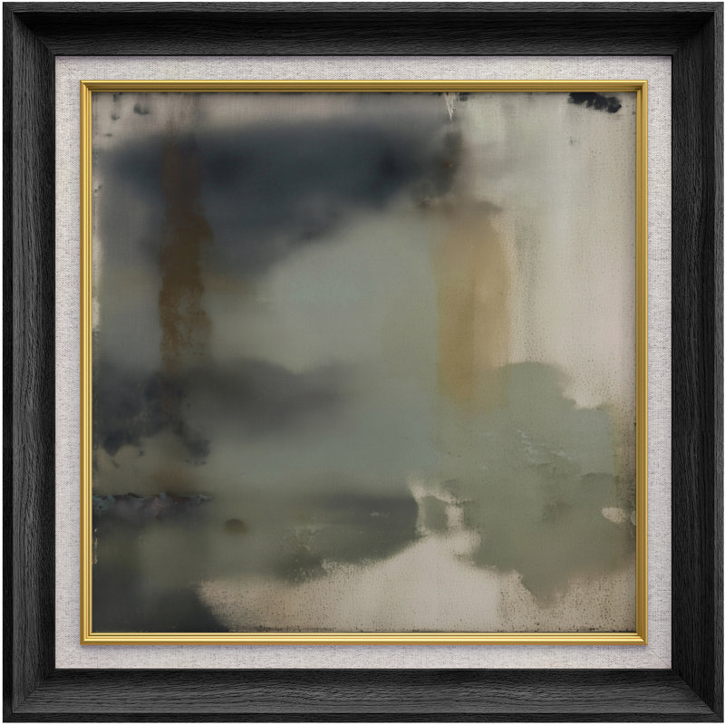 «Moody Abstract Misty Tones Art», reproduction d'art encadrée sur papier, H 26 po x l 26 po x P 1,5 po