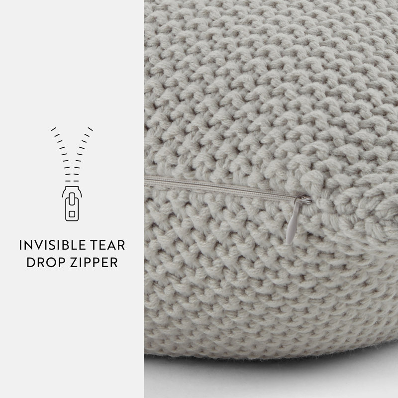 Coussin décoratif en acrylique Seed Stitch Knit, Gris clair