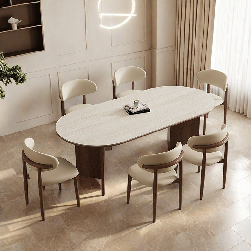 Table de salle à manger moderne en pierre frittée de style moderne, H 29,53 po x L 70,87 po x l 31,5 po