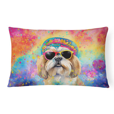 Coussin décoratif en tissu Shih Tzu Hippie Dawg