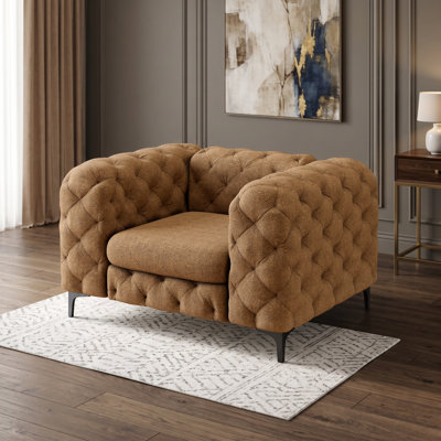 Tufted Polyester Upholstered Chesterfield Chair