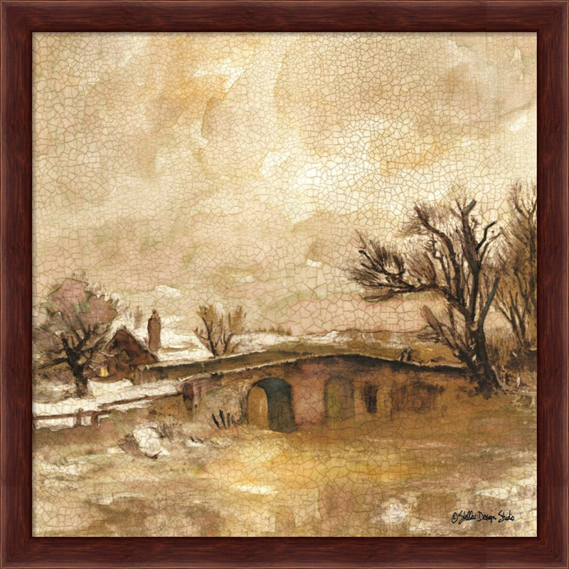 Traditional Mahogany Framed Landscape Canvas Prints, Set of 2