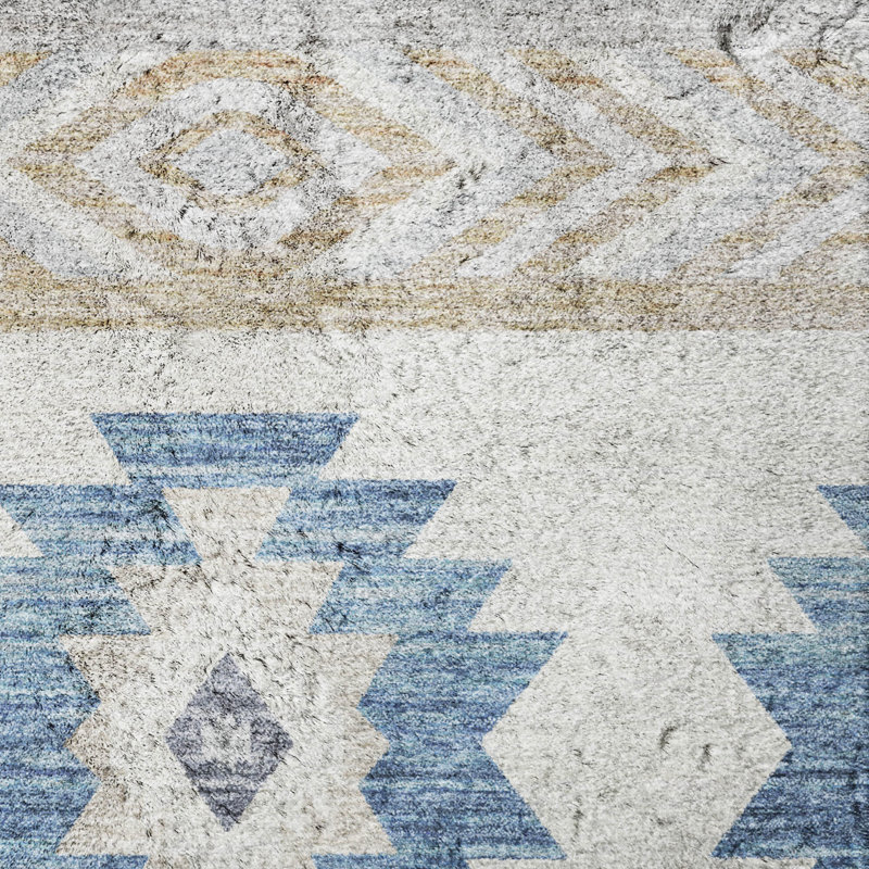 Premium Machine Washable Dream Shag ADS178 Aztec Rug, Taupe, 9' x 12'