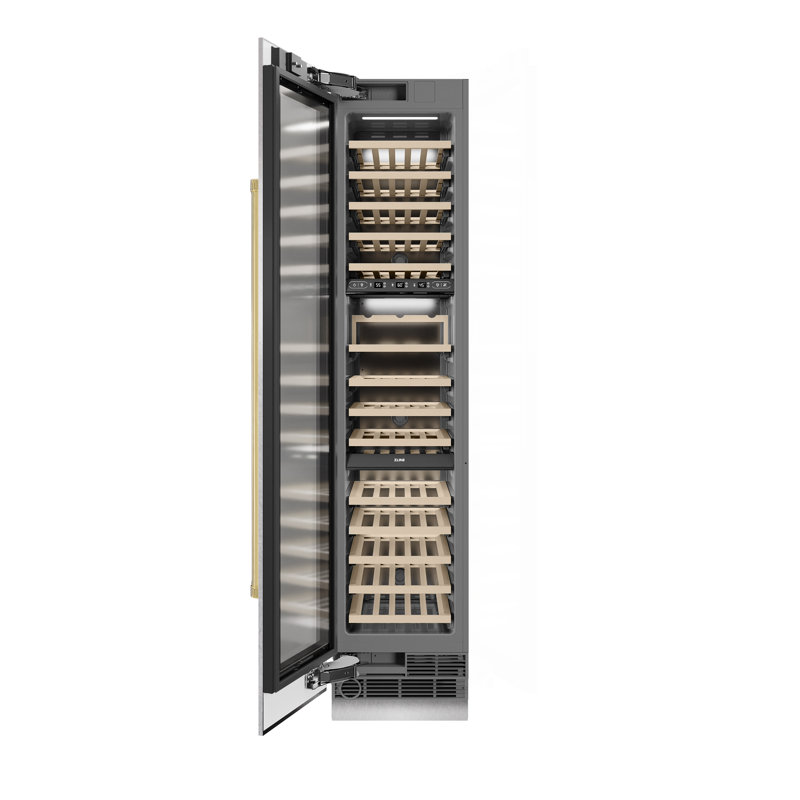 ZLINE Autograph 18 in. White Matte 68 Bottle Right Hinge Column Wine Cooler with Bronze Accents, Right Handed, Gold