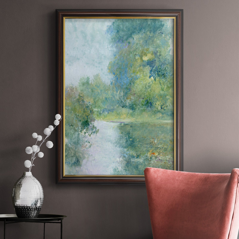Tranquil Stream II " Tranquil Stream II ", 36" H x 24" W x 2.5" D, Black Leather Frame