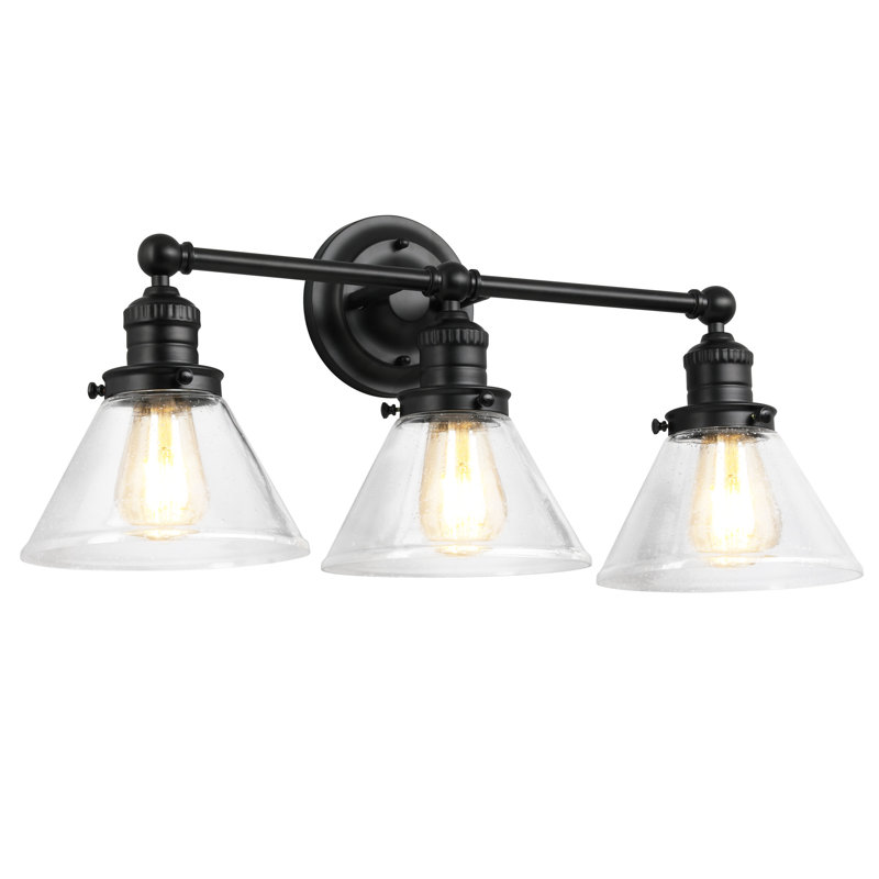 Éclairage de salle de bain à intensité variable 3 lumières Vannatta, Noir mat