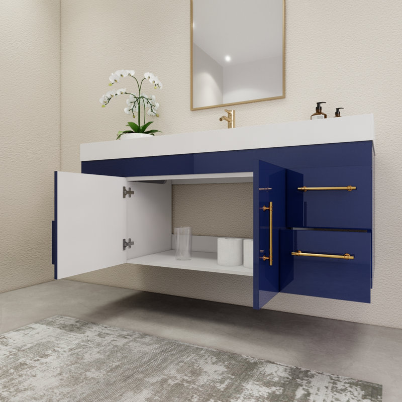 Ensemble de meuble-lavabo simple 60 po, Bleu nuit