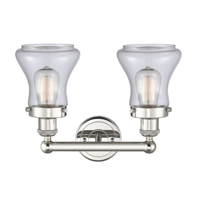 Éclairage pour meuble-lavabo à 2 lumières à intensité variable Asadbek, Transparent, Nickel poli