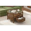 Table basse ronde en bois massif avec plateau de rangement en verre massif, table de centre circulaire moderne Mid-Century à 2 niveaux, table basse en bois de noyer pour le salon
