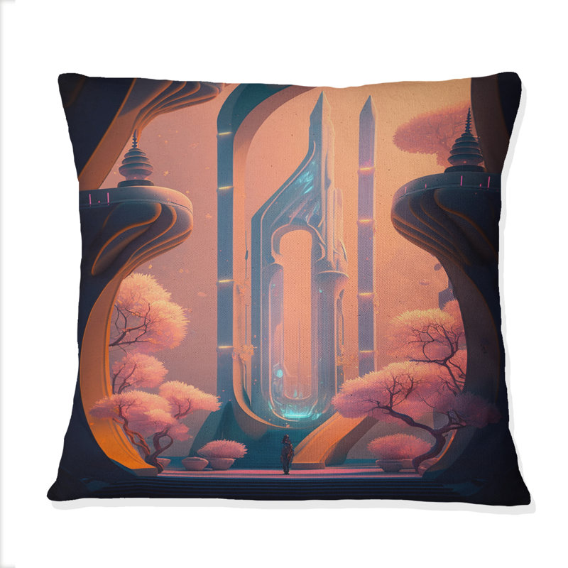 Architectural Designs For The Future I - Towers Printed Throw Pillow