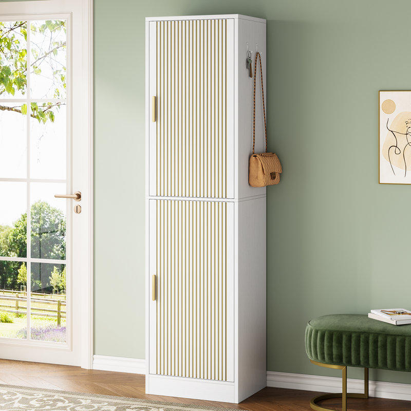 28 Pair Shoe Storage Cabinet With Adjustable Shelves, White