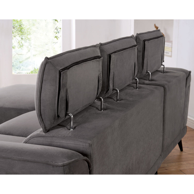 Canapé modulaire contemporain l 99 po, gris foncé, Gris