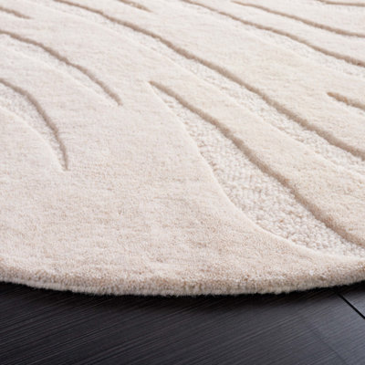 Tapis de couleur unie en coton touffeté à la main fantaisie ivoire
