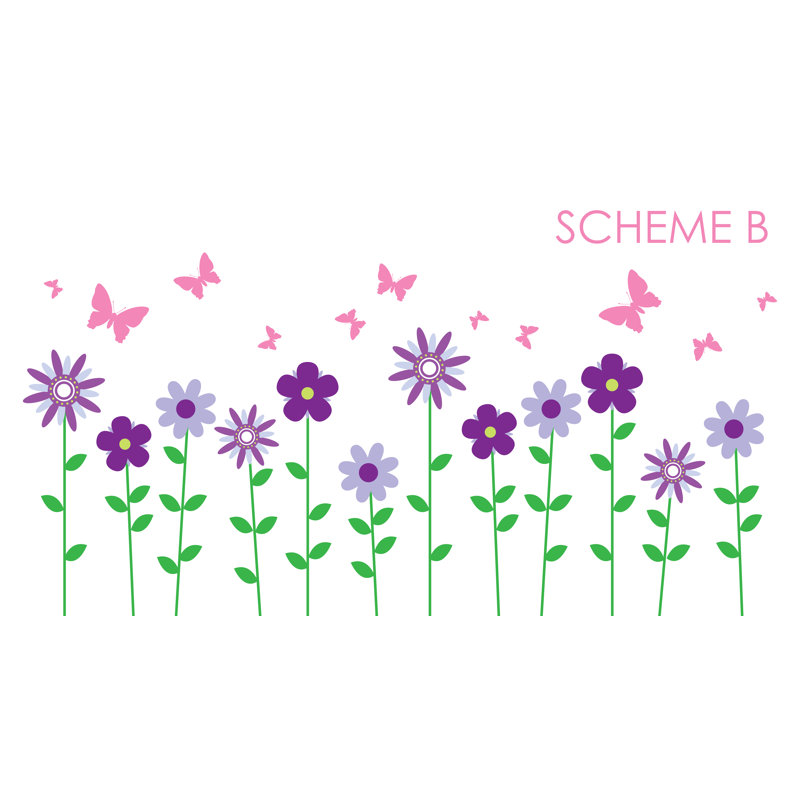Décalcomanie murale fleur et papillon, Schéma B