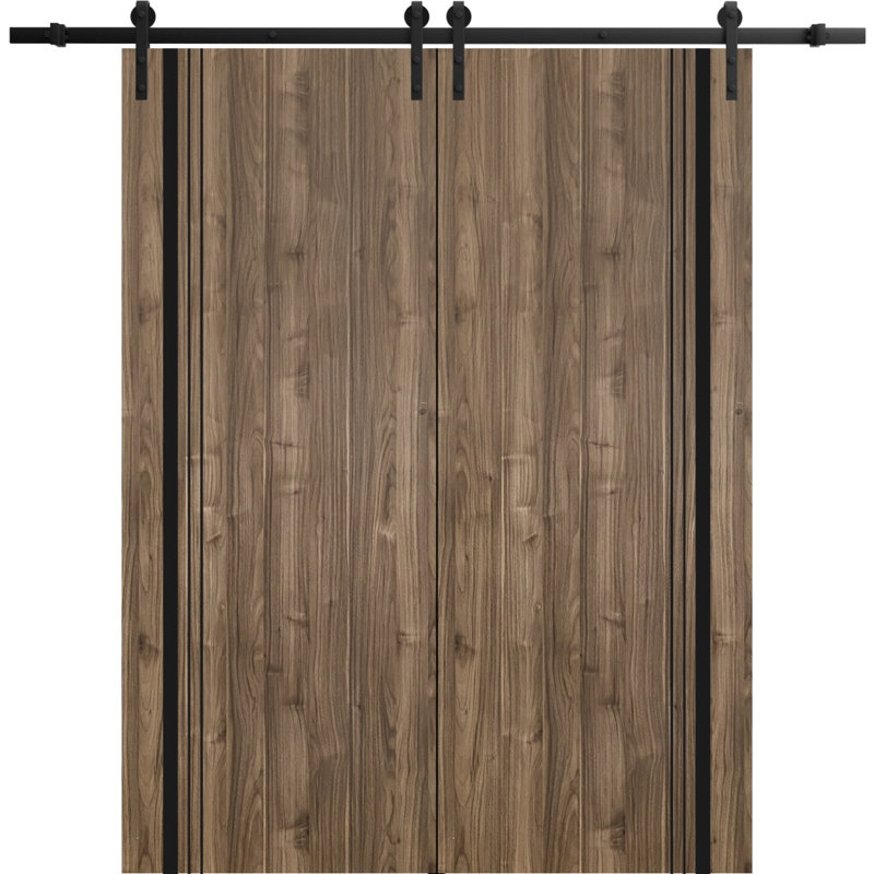 Porte de grange en bois massif massif, 48 po x 96 po, Noyer