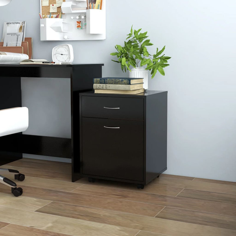 Arpelar 1 Drawer Filing Cabinet, Black