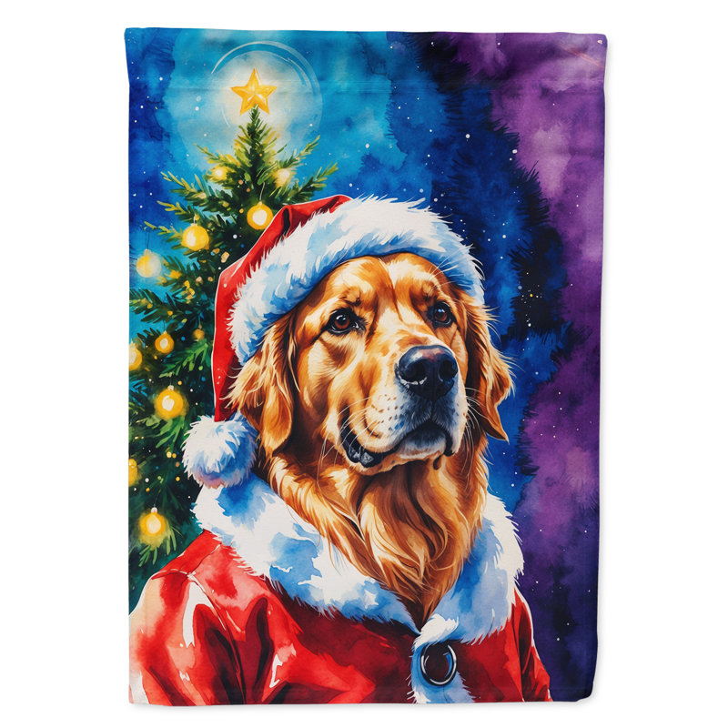 Chocolate Poodle Christmas House Flag, Golden Retriever