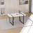 55 Inch Modern Rustic White MDF Dining Table, Black Rectangular Metal Leg Household Kitchen Dinner Table For 4-6 People-1237272167