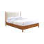 Tête de lit à panneau de couleur noyer beige rembourré 1 pièce lit double en bois massif prêt pour le matelas style Mid-Century moderne