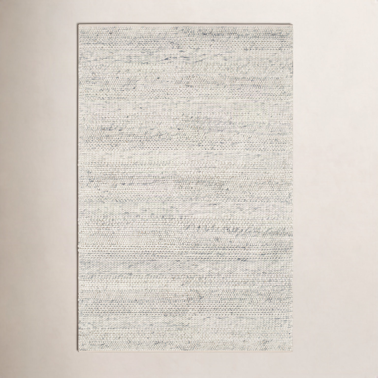 Zekia Beige Gray Flatweave Wool Rug, Rectangle 5' x 8'