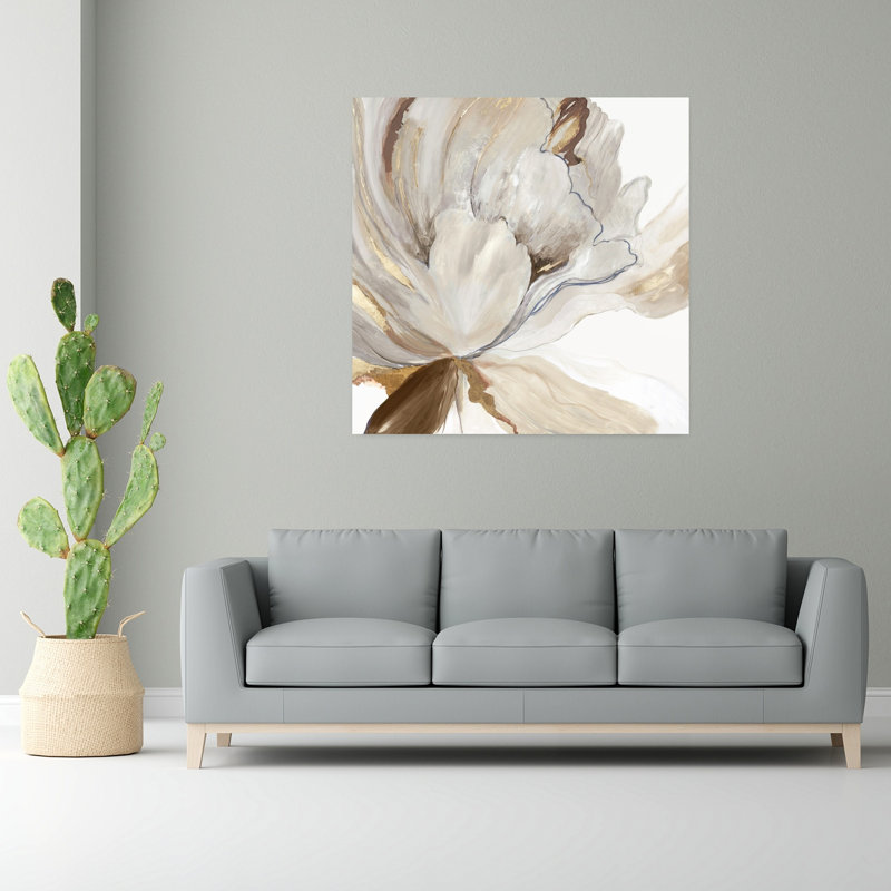 Papillon fleur I abstrait délicat fleur élégante nature, H 48 po x l 48 po