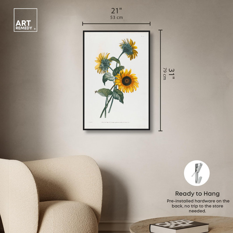 Art Remedy, impressions sur toile, tournesol, H 31 po x l 21 po, Cadre flottant noir
