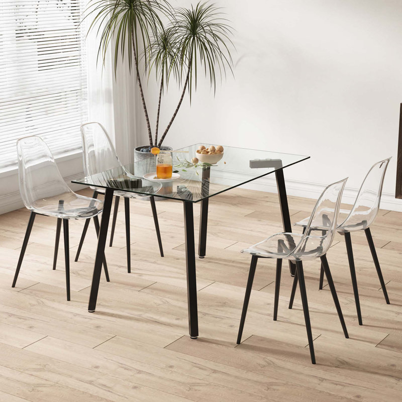 Seaneen Side Chair, Clear, Set of 6, Black