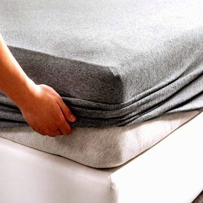 UltraSoft Dark Grey Cotton Jersey Fitted Bottom Sheet - Queen Size, Deep Pocket 15-20", Breathable & Comfy - Bedding Essential for a Cozy Night's Sleep!