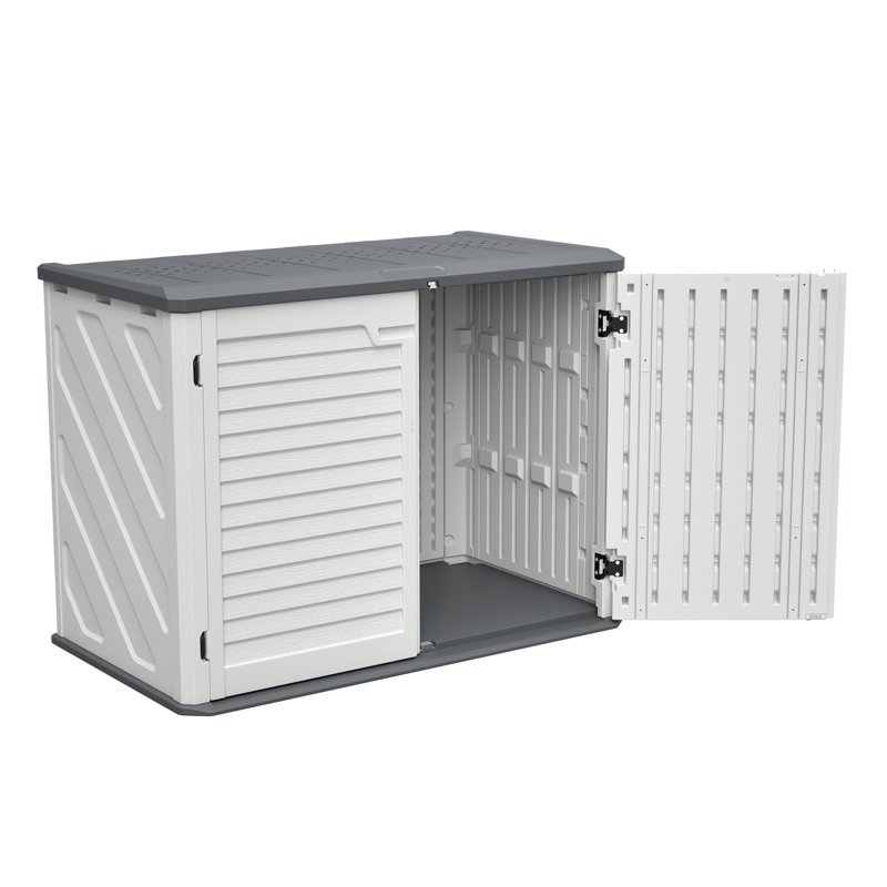 Unité de rangement en plastique verrouillable horizontale extérieure 28 pi. Cu. Pour terrasse de jardin avec couvercle scellé pour arroser les pieds cubes