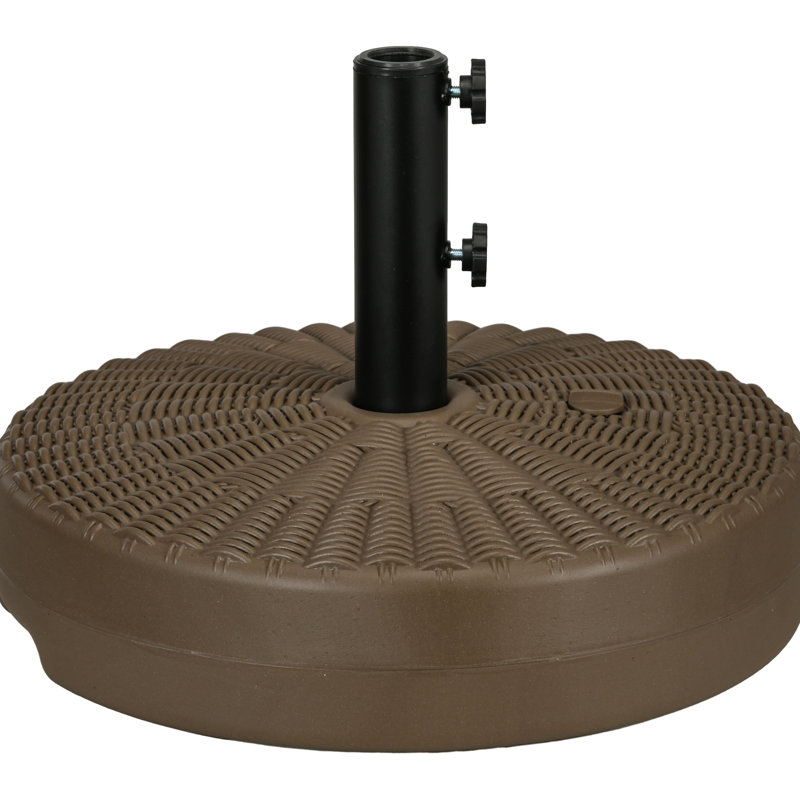 Base de parasol robuste pour l'extérieur - 64 lb, remplissable, poteau de 1,5 po et 2 po, plastique et acier de style brun,