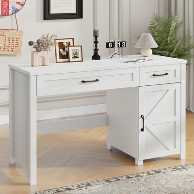 Farmhouse 47" Executive Desk, Computer Desk With Drawers And Storage Cabinet