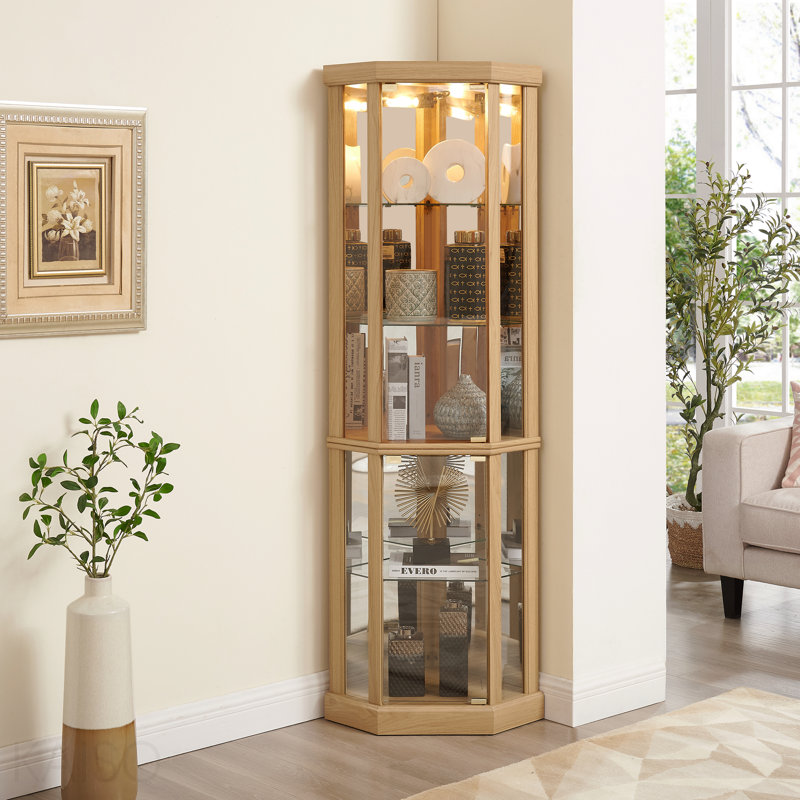 Corner Cabinet, Antique, Glass, - Elegant Display Case For Living Room And Bar Storage - Perfect For Collections And Wine